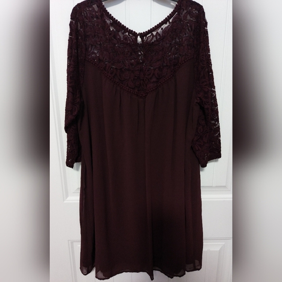 Lace Burgundy Dress / Size 3X - Picture 1 of 6